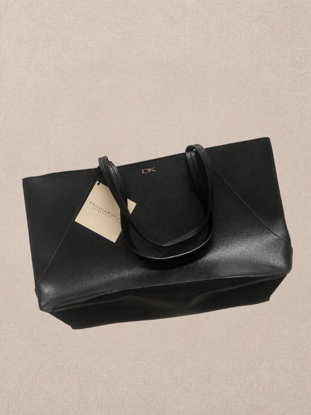 Donna Karan Black Structured Tote Bag Minimal Work Laptop Bag NWT